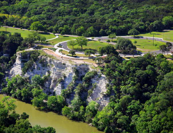 Park on cliff overlooking the Brazos River